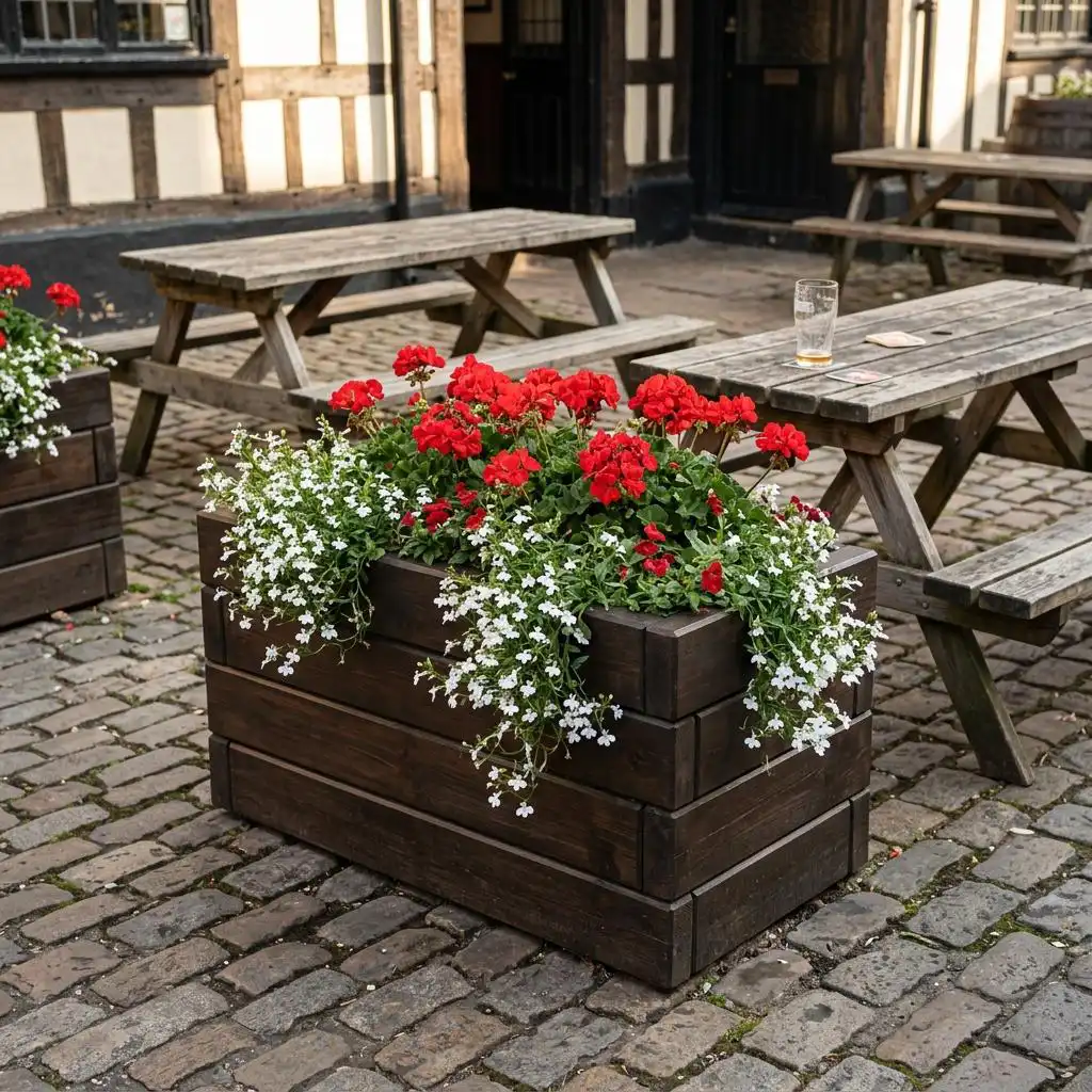kingsbury-dark-oak-trough-planter-pub-beer-garden-geraniums-1789491689867.webp